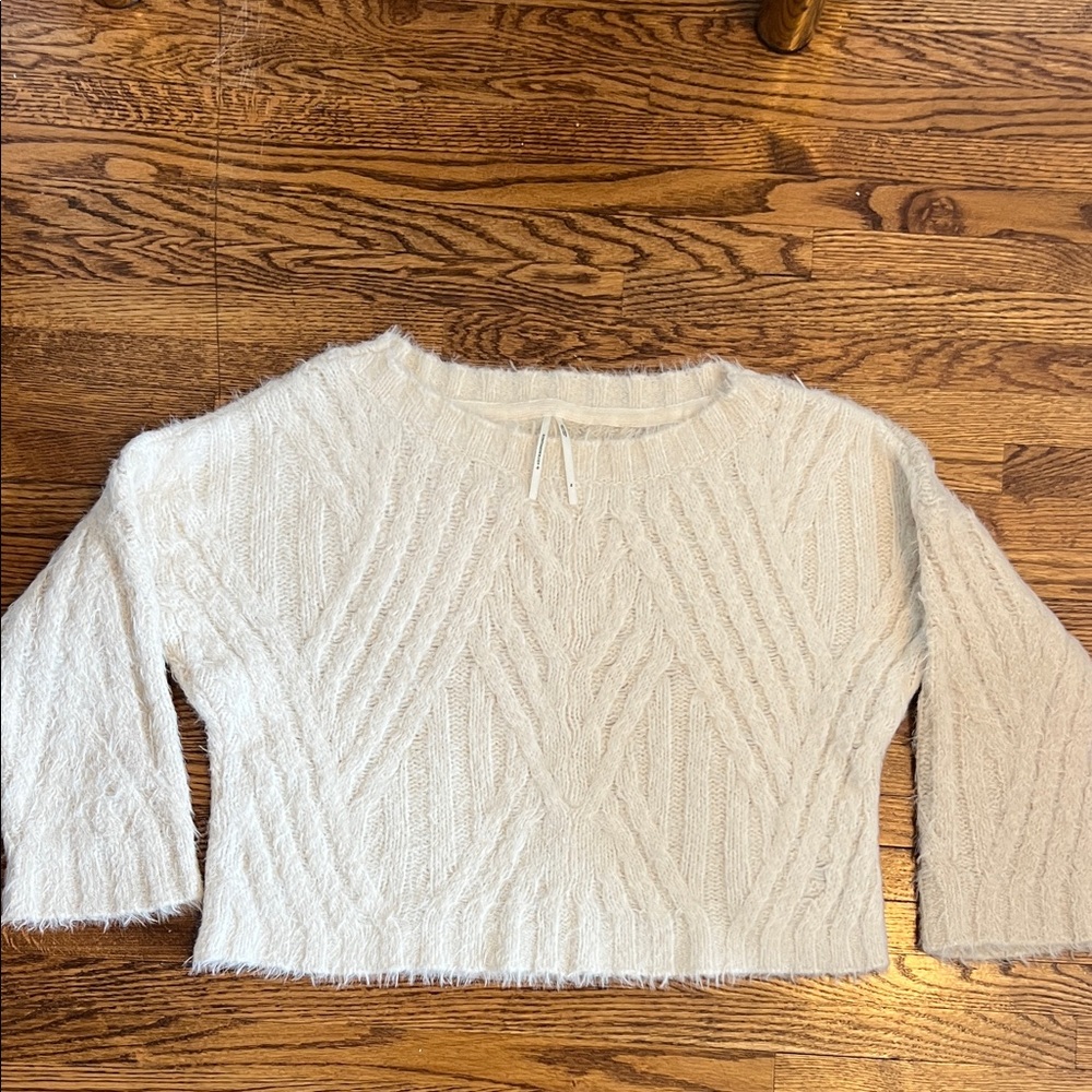 Anthropologie Fuzzy Knit Off the Shoulder Sweater